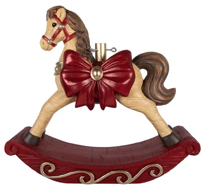 Immagine prodotto di Clayre & Eef Supporto per albero di Natale a forma di cavallo a dondolo 66x20x60 cm, Vetroceramica marrone