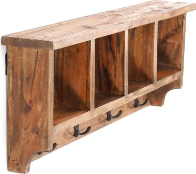 Produktbild von VINTAGE  HAKENLEISTE mit ABLAGEFÄCHERN 70x27cm Wandgarderobe 8 Haken