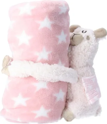 Produktbild von Antonio Baby Plüsch Decke mit Lama Stofftier pink