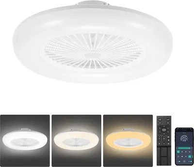 Obrázek produktu pro Jopassy 80W stropní ventilátor s LED osvětlením a dálkovým ovládáním Ventilátor Stropní lampa bílá