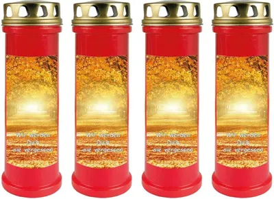 Immagine prodotto di Candela Grave rossa confezione da 4, durata di combustione: 100 ore (per candela), motivo: avenue
