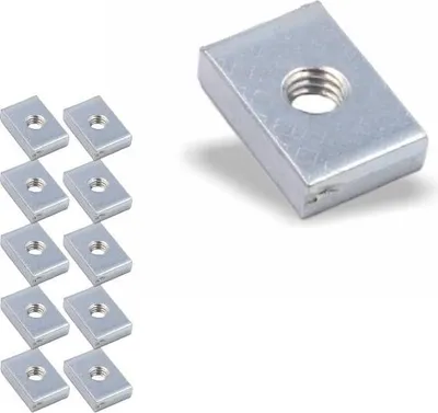 Produktbild von 10x Nutenstein | Gewindeplatte 15x10x4 mm M4 Gewinde mittig | Stahl blau verzinkt