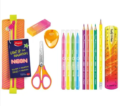Zdjęcie produktu dla MAPED Piórnik szkolny tuba NEON z wyposażeniem – zestaw przyborów