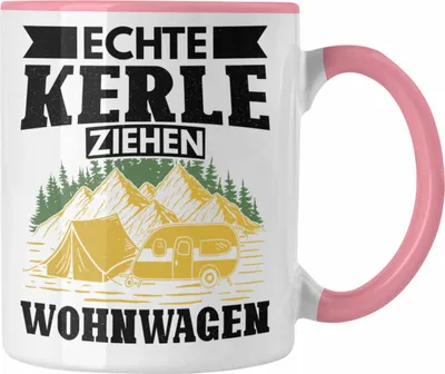 Produktbild von Trendation - Echte Kerle Ziehen Wohnwagen Wohnmobil Tasse Geschenk Camper Wohnmobilfahrer Geschenkidee Lustig (Rosa)
