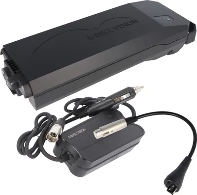 Zdjęcie produktu dla Akumulator do roweru elektrycznego Carrier Power Pack lite z ładowarką samochodową i adapterem do ładowania, odpowiedni do systemów napędowych Bosch Active i Performance 10 Ah 360 Wh