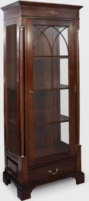 Produktbild von Casa Padrino Luxus Vitrine Dunkelbraun 70 x 45 x H. 192 cm - Mahagoni Vitrinenschrank mit Glastür und Schublade - Luxus Mahagoni Wohnzimmer Möbel