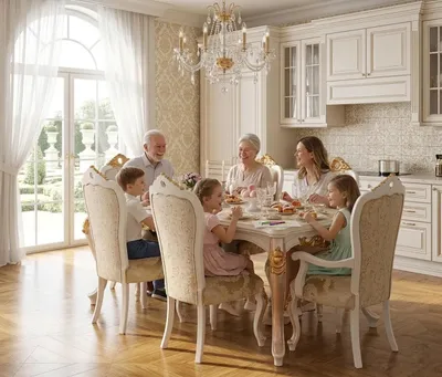 Obrázok produktu pre Elegantná jedálenská súprava s jedálenským stolom a 6 štýlovými stoličkami