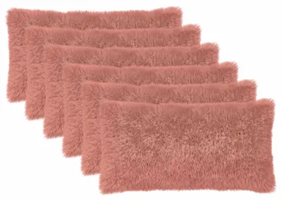 Immagine prodotto di Cuscini decorativi vidaXL, confezione da 6, colore rosa, HEERLEN, 40 x 80 cm, tessuto in pile di poliestere