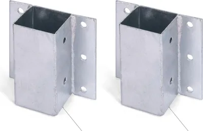 Image de Alberts 208677 Support de poteaux pour pierres en L et en U ou murs | à visser | galvanisé à chaud | 71 x 71 mm | set de 2 pièces