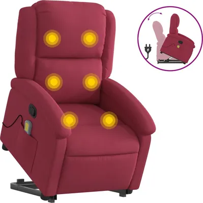 Produktbild von vidaXL Massagesessel mit Aufstehhilfe Weinrot Samt