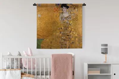 Produktbild von MuchoWow® Wandteppich Wandbehang Porträt von Adèle Bloch-Bauer I - Gemälde von Gustav Klimt 90x90 cm Tapisserie Dekoration Wandtuch - Wandaufhänger