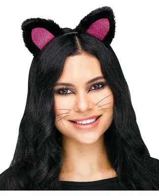 Produktbild von Schwarz-Pinker Katzenohren Haarreif für Halloween & Fasching