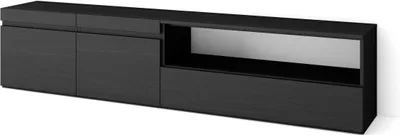 Produktbild von TV-Schrank, Lowboard, 200x35x45cm, Für TV-Geräte bis zu 80", Fernsehtisch, Schwarz