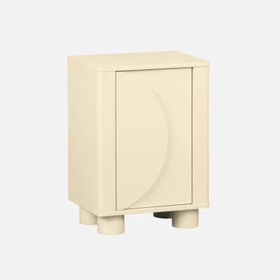 Produktbild von sweeek - Nachttisch mit Holzdekor und 1 umkehrbaren Tür - Beige