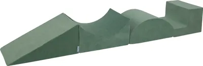 Image de KiddyMoon Velvet Spielplatz Aus Schaumstoff Element Zwickel/Rampe/Kopfteil/Stüfchen Für Hindernisläufen Und Bällebad Für Babys Und Kinder, Waldgrün