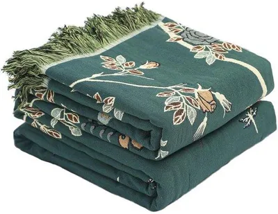 Immagine prodotto di Uniqoos®: coperta bohémien in 100% cotone, morbida, con motivo di uccelli e fiori, 152 x 200 cm – plaid per tutte le stagioni, ideale per letto, divano e poltrona