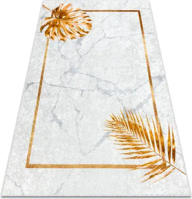 Obrázek produktu pro MIRO 51518.806 mycí kobereček Listy, rám protiskluz - šedá / zlatý šedá 80x150 cm
