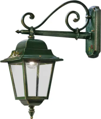 Produktbild von Wandleuchte außen Aluminium H: 55 cm IP43 in Grün Gold antik Blumendekor Bunt E27 Rustikal Wandlampe