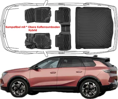 Produktbild von 3D Auto Fußmatten & Obere Kofferraumwanne Set Kompatibel mit Opel Grandland 2.Gen Hybrid ab 2024