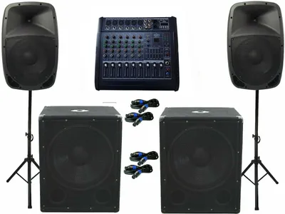 Produktbild von Das PA-SET 23 Powermixer Musikanlage DJ 2Wege Boxen USB Stativ Subwoofer 3600 W