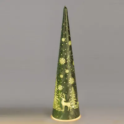 Produktbild von formano LED Deko-Baum 35cm Frosty-Grün, Timer 6h/18h, Glas, Weihnachtsdeko