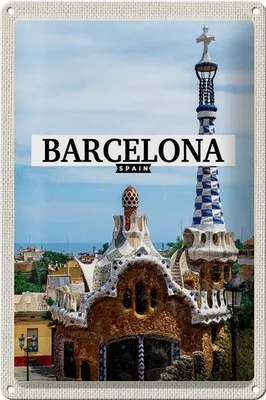 Produktbild von Blechschild Reise 20x30cm Barcelona Spain urlaubsort Meer