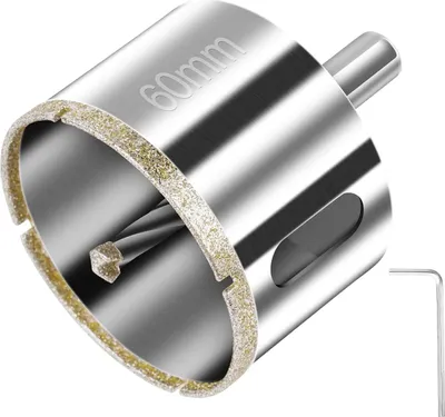 Produktbild von Diamantbohrer, Diamant Lochsäge, 60mm Lochsäge mit Zentrierbohrer, Glasbohrer mit Diamant-Beschichtung Kohlenstoffstahl, Bohrkron Fliesenbohrer für Glas/Fliese/keramisches/Marmor/Kalkstein