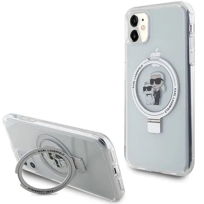 Produktbild von Karl Lagerfeld, iPhone 11 MagSafe Hülle mit Ring 360° Stand Hart Stoßfest, Weiß