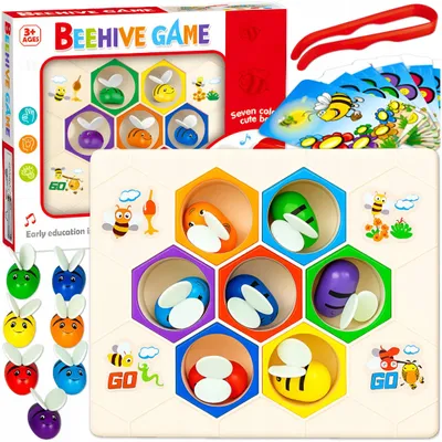 Produktbild von Montessori Bienen Spiel Honigwaben Geschicklichkeitsspiel Für Kinder Ab 3 Jahren Lernspiel Mit Pinzette