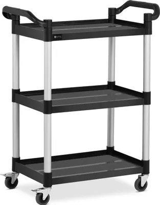 Produktbild von Expondo Royal Catering Servierwagen - Kunststoff / Aluminium - 3 Borde - Ablagen: 63 x 40 cm - 150 kg - schwarz -