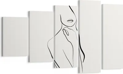 Produktbild von Bild auf Leinwand - Leinwandbild - 5 Teile - Frau Skizze Zeichnung - 100x60cm - Wand Bild - Wanddeko - Wandbilder - Leinwanddruck - Bilder - Wanddekoration - Leinwand bilder - Wandbild - EG100x60-5045