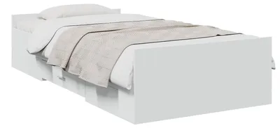 Image de vidaXL Sommier avec rangement Blanc 80 x 200 cm Panneau de particules
