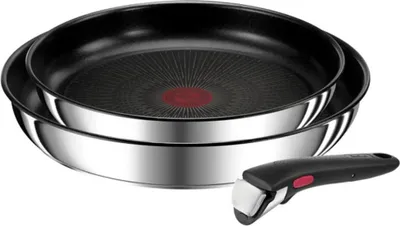 Produktbild von Set bestehend aus 2 22/26 cm edelstahl-bratpfannen + griff Tefal L9739002