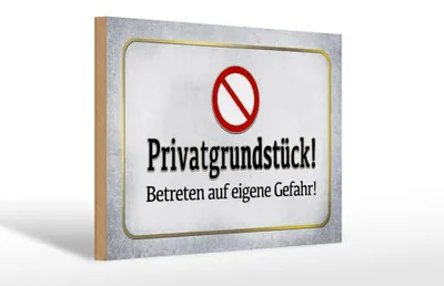 Produktbild von Holzschild Hinweis 30x20cm Privatgrundstück Gefahr