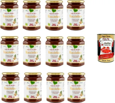 Produktbild von 12x Rigoni di Asiago Nocciolata, Nuss Nougat Creme, Haselnusscreme ohne Palmöl | Nuss Nougat Creme ohne Palmöl | Brotaufstrich 650g + Italian Gourmet Polpa 400g