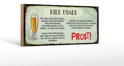 Produktbild von Holzschild Spruch 27x10cm Bier Unser Prost Schild