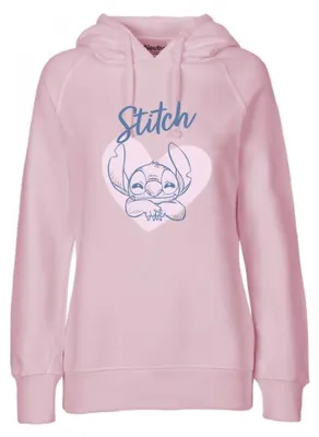 Productafbeelding van Disney Lilo en Stitch damespullover en hoodies, roze en blauw, maten S tot L