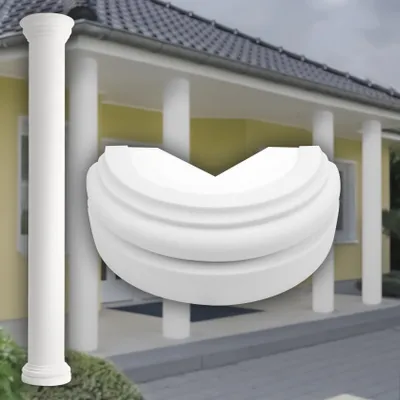 Produktbild von PRESTIGE DECOR Basis für Halbsäulen 500x250x120mm Säulenfuß Kunstharzputz weiß, Fassadenverkleidung aussen Sockel Wandverkleidung (Basis LC103-3H, halbrund)
