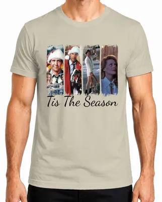 Imagen del producto de Camiseta para hombre, diseño "Tis The Season Christmas Vacation", con la imagen de Clark Griswold, estilo navideño, color natural, talla L