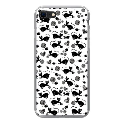 Produktbild von MuchoWow® Handyhülle Schutzhülle Hülle für iPhone SE 2022 Mädchen - Katze - Maus - Muster - Mädchen - Kinder - Kinder - Mädchen Silikon Softcase Handy Hülle - Schutzhülle