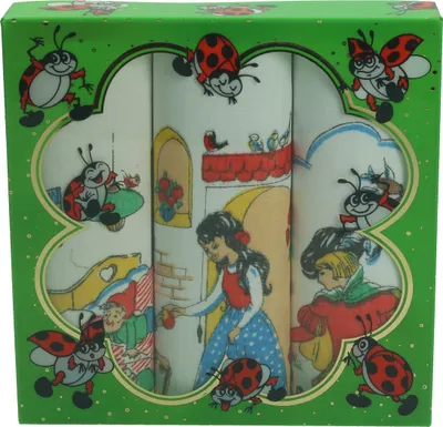 Produktbild von Betz 3 Stück Kindertaschentücher in der Geschenkbox  ca. 25x25 cm 100% Baumwolle Märchen Motive Design 2 Farbe: grün