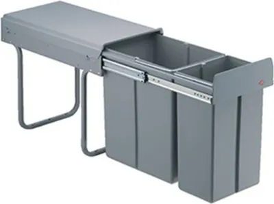 Image de Hailo Double 3. collecteur de déchets, alu gris.  - Poubelle
