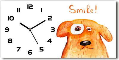 Produktbild von Wanduhr aus Glas – 60x30 cm - Glasbild - Glasuhr - Gehärtetes Glas - schwarze-zeiger - Hund