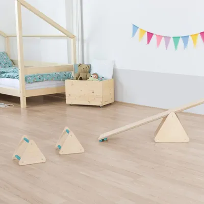 Produktbild von Montessori balance set for children TRIΔNGLES - Turqiose