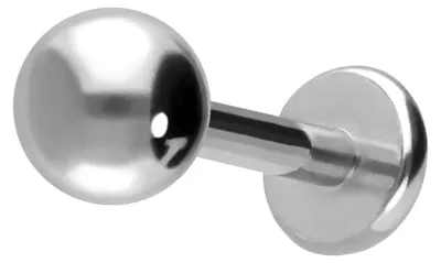 Produktbild von Ohrpiercing, Nasenpiercing Titan Labret mit Push Fit Silber Stablänge: 8mm + Stabstärke: 1,2mm + Kugelgröße: 4mm