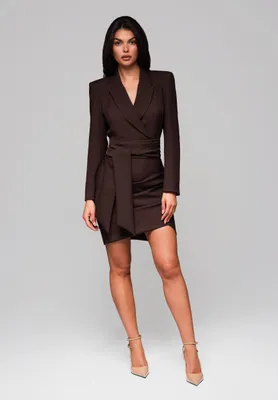 Produktbild von Ombre Minikleid Elegantes Wickelkleid in Blazeroptik braun L