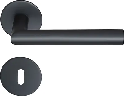 Produktbild von Toulouse Drückergarnitur MeinTürgriff Flachrosette schwarz matt Türdrücker BB PZ WC