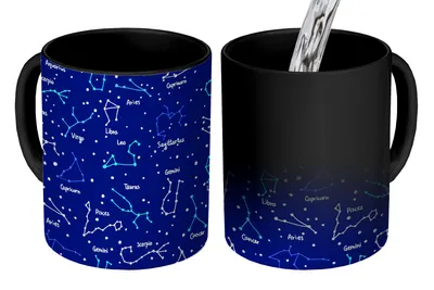 Obrázok produktu pre MuchoWow® Magický pohár Zodiak - Hviezdna noc - Vzory - Chlapci 350 ml Pohár na zmenu farby Darček Nápad na darček - Foto hrnček