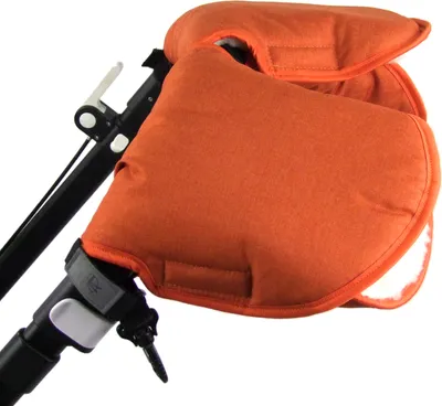 Produktbild von BAMBINIWELT universaler Muff Handwärmer Handschuhe für Kinderwagen Buggy Jogger mit Wolle 2-TEILIG MELIERT ORANGE