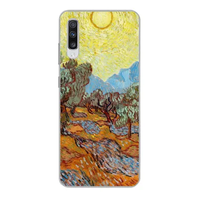 Produktbild von MuchoWow® Handyhülle Schutzhülle Hülle für Samsung Galaxy A70 Olivenbäume mit gelbem Himmel und Sonne - Vincent van Gogh Silikon Softcase Handy Hülle - Schutzhaube